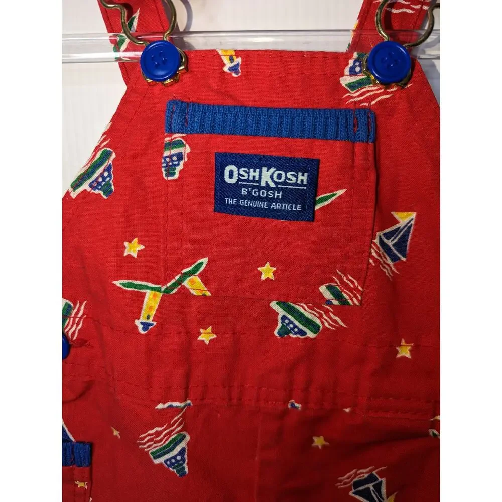 Vintage Child Oshkosh B'Gosh Red Sailboat Overall Shorts Red Size 12 Months